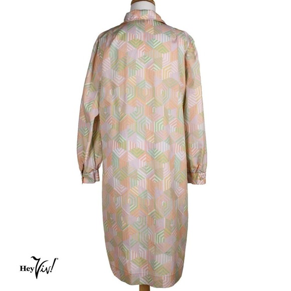 Vintage Shirtwaist Dress Pastel 70s Mod w Pockets Route One Tag Size L - Hey Viv - Picture 5 of 7